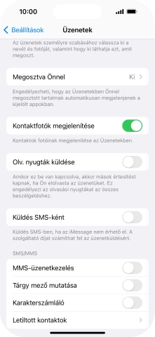 Kattints a „Küldés SMS-ként” melletti csúszkára a funkció be- vagy kikapcsolásához.