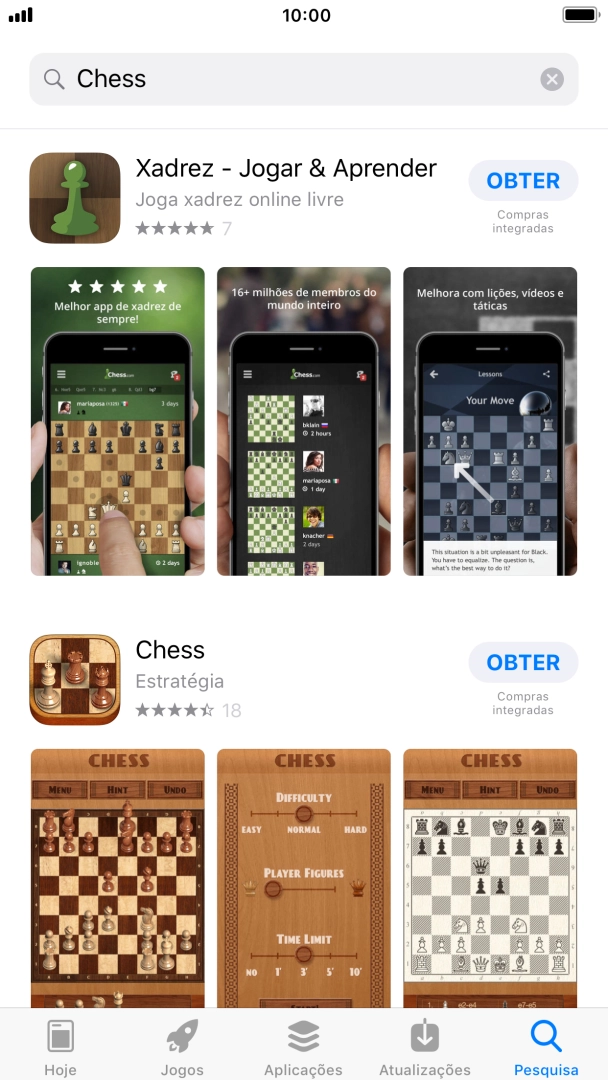 Prima a app pretendida.