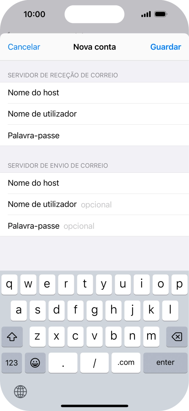 Prima Nome de utilizador e introduza o nome de utilizador da sua conta de e-mail na Vodafone.