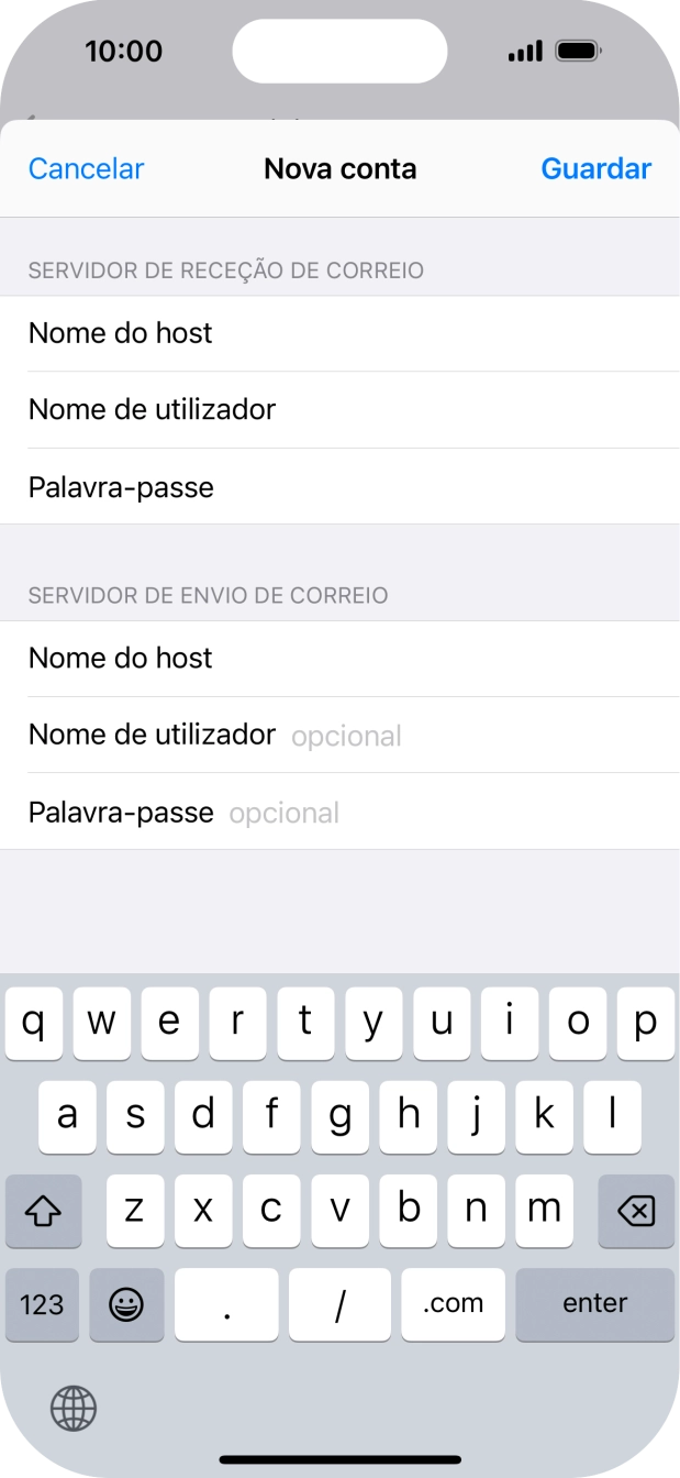 Prima Nome de utilizador e introduza o nome de utilizador da sua conta de e-mail na Vodafone.