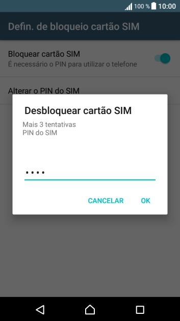 Introduza o seu código PIN e prima OK.