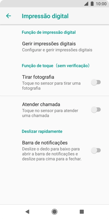Prima Gerir impressões digitais.
