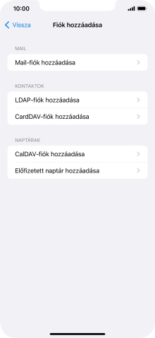Válaszd a Mail-fiók hozzáadása lehetőséget.