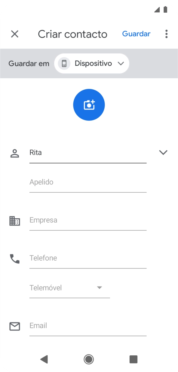 Prima Apelido, e introduza o apelido pretendido.