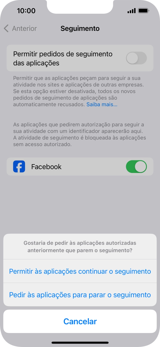 Se desativar a função, prima a definição pretendida.