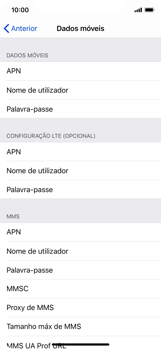 Prima APN e insira net2.vodafone.pt.