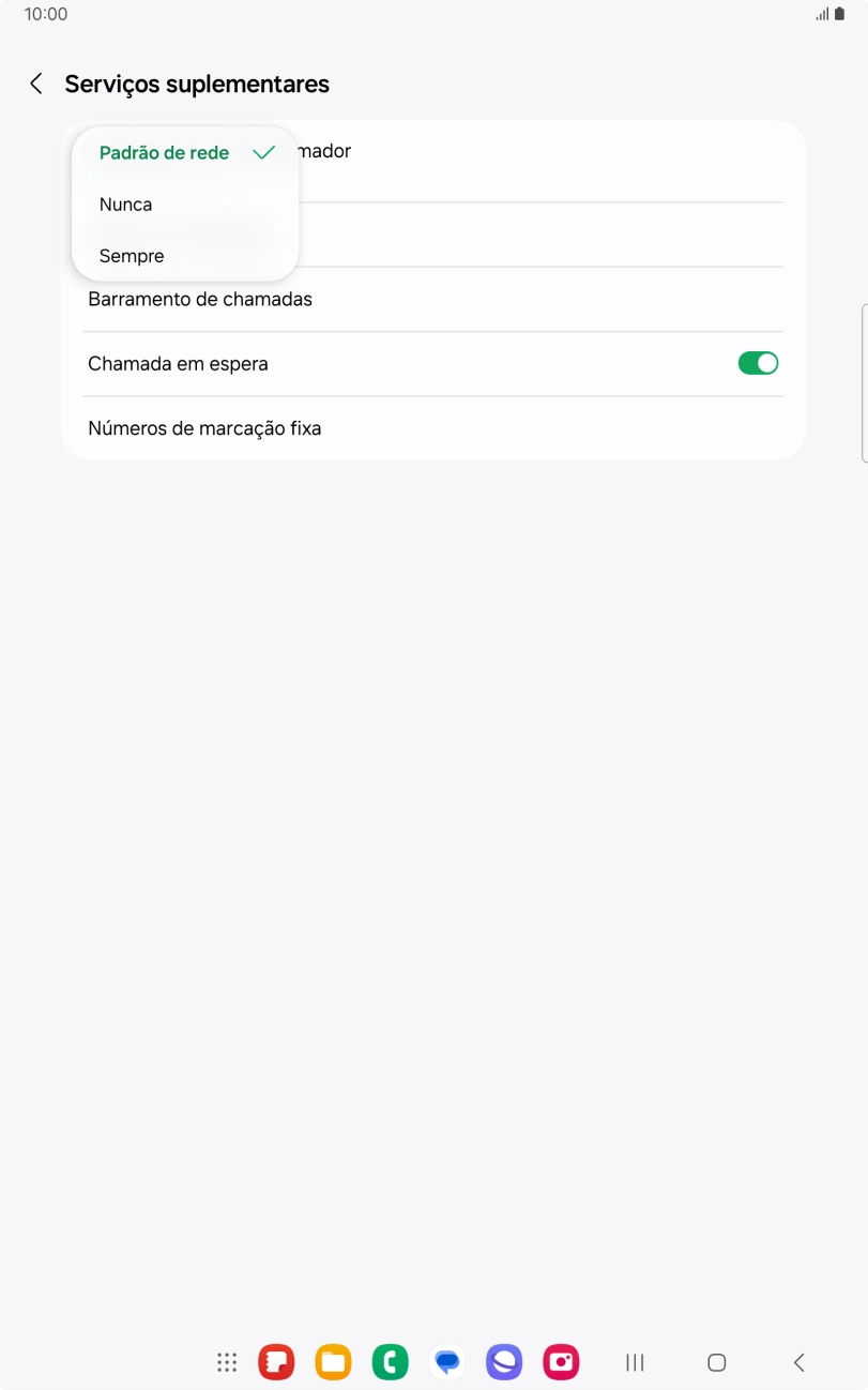 Prima Sempre para ativar a visualização do seu número.