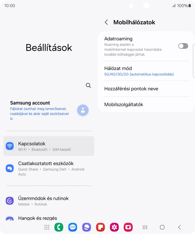 Válaszd a Hozzáférési pontok neve lehetőséget.