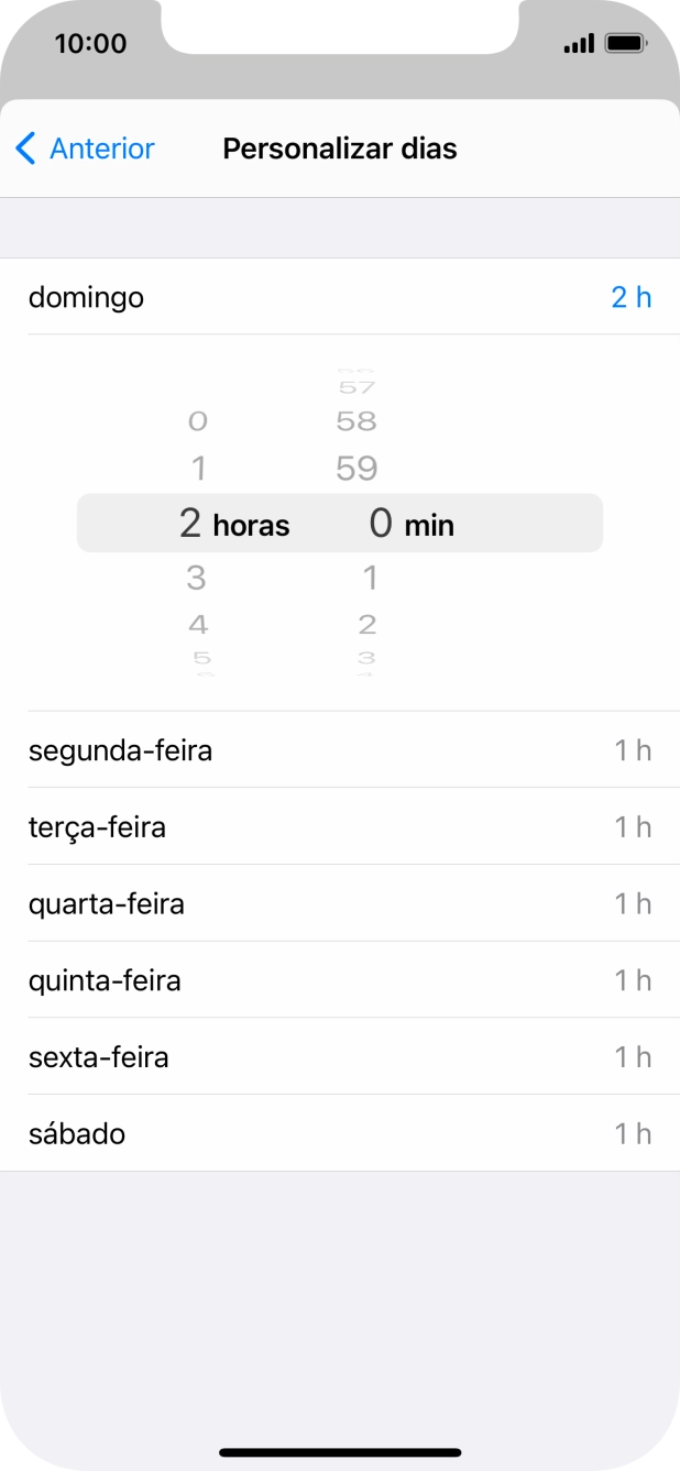 Escolha o limite de tempo pretendido.