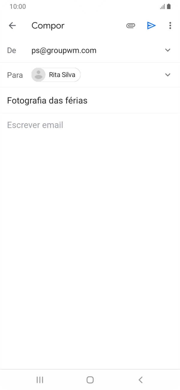 Prima o campo de escrita e escreva o texto do e-mail.