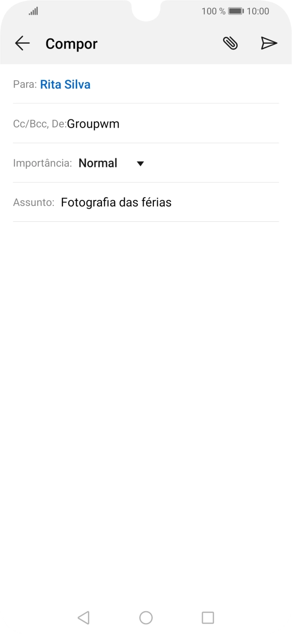 Prima o campo de escrita e escreva o texto do e-mail.