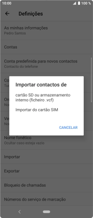 Prima Importar do cartão SIM.