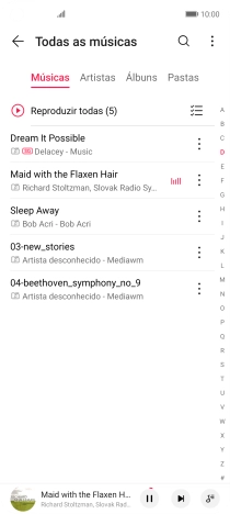 Prima o título da música na parte inferior do ecrã.