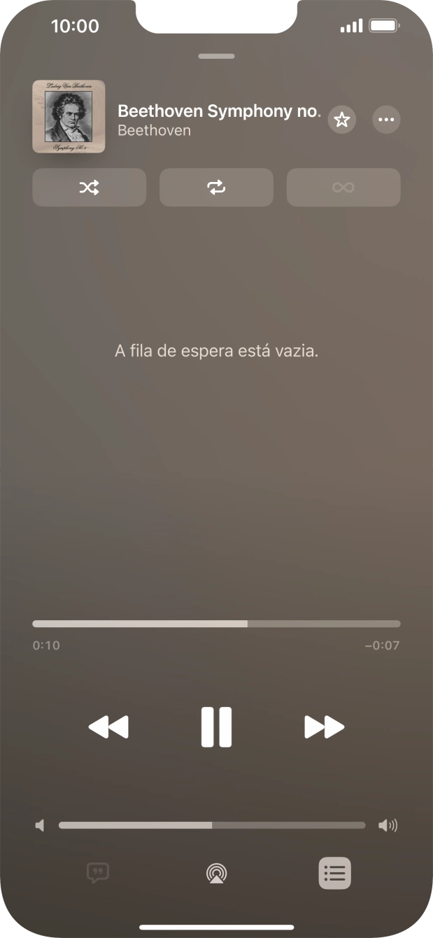 Prima o ícone de reprodução aleatória para ativar ou desativar a função.