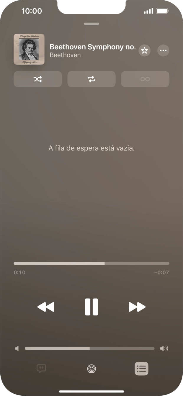 Prima o ícone de reprodução aleatória para ativar ou desativar a função.