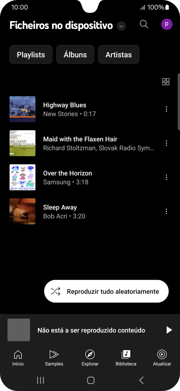 Prima o ficheiro de música pretendido.
