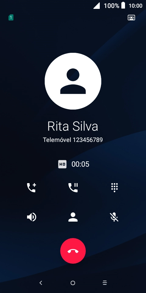 Prima o ícone para terminar a chamada.