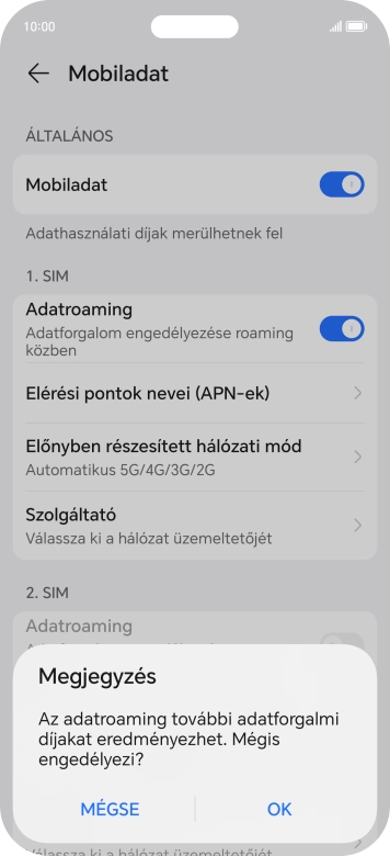 Ha bekapcsolod a funkciót, válaszd az OK lehetőséget.