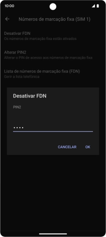 Introduza o código PIN2 e prima OK.