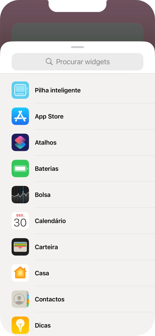 Prima o widget pretendido.
