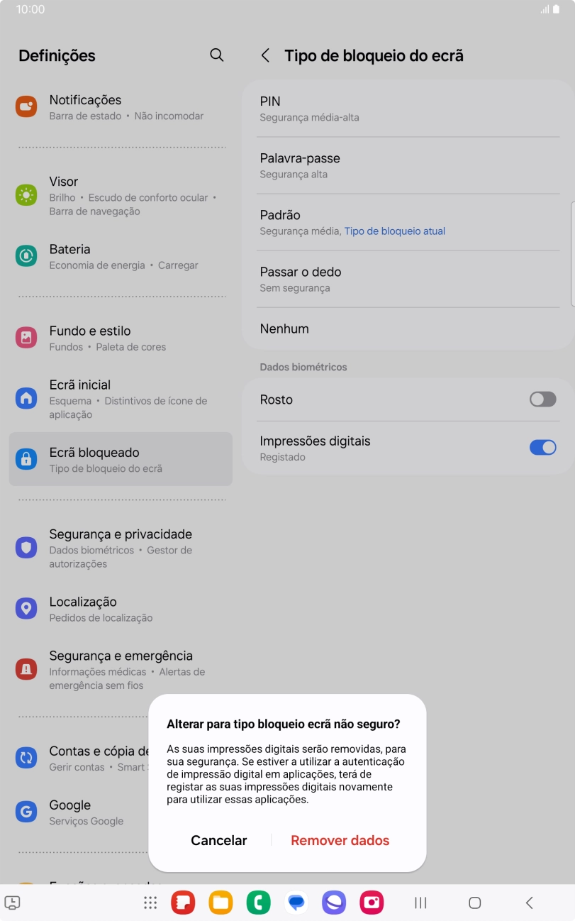 Prima Remover dados.