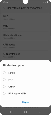 Válaszd a PAP lehetőséget.