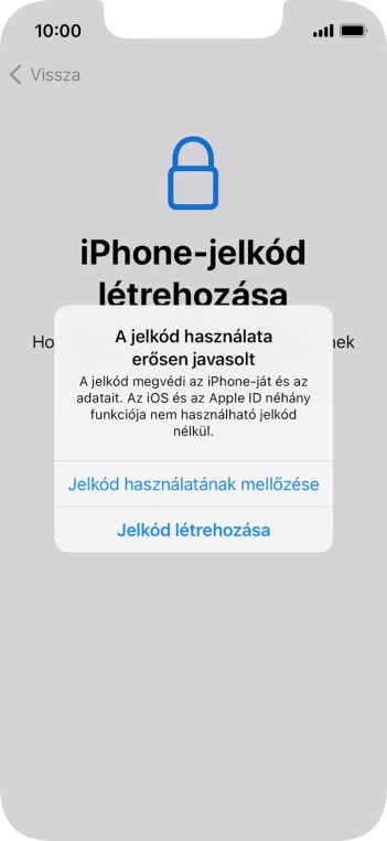 Ha kikapcsolod a funkciót, válaszd a Jelkód használatának mellőzése lehetőséget.