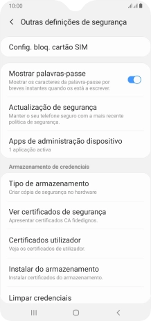 Prima Config. bloq. cartão SIM.