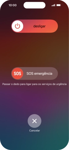 Prima o ícone para desligar e arraste-o para a direita.