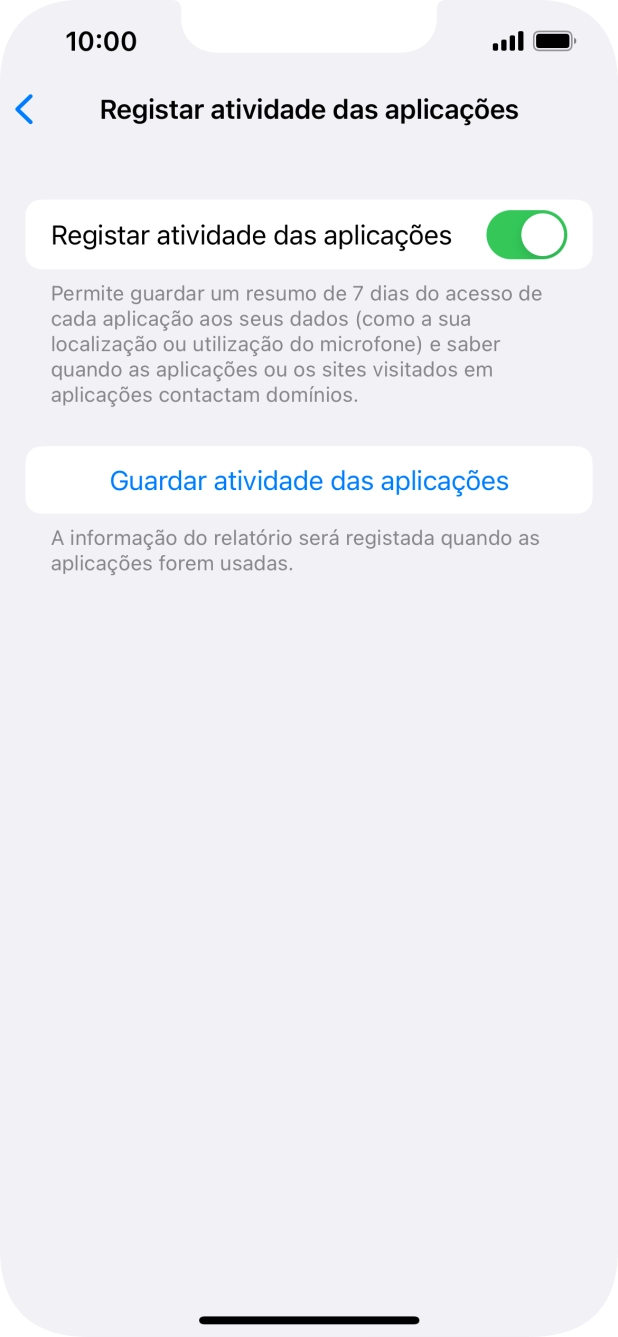 Prima Guardar atividade das aplicações.