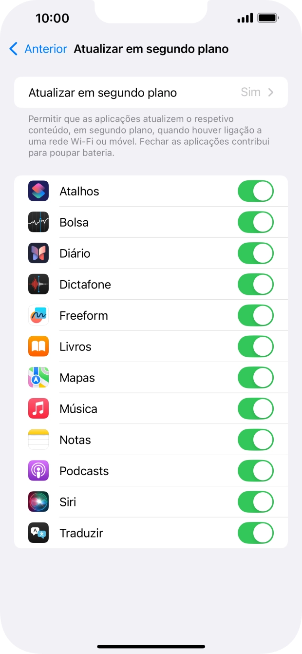 Prima Atualizar em segundo plano.