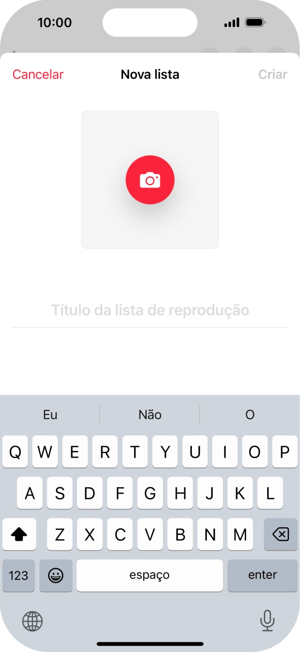 Prima o campo de escrita e introduza o nome da lista de reprodução.