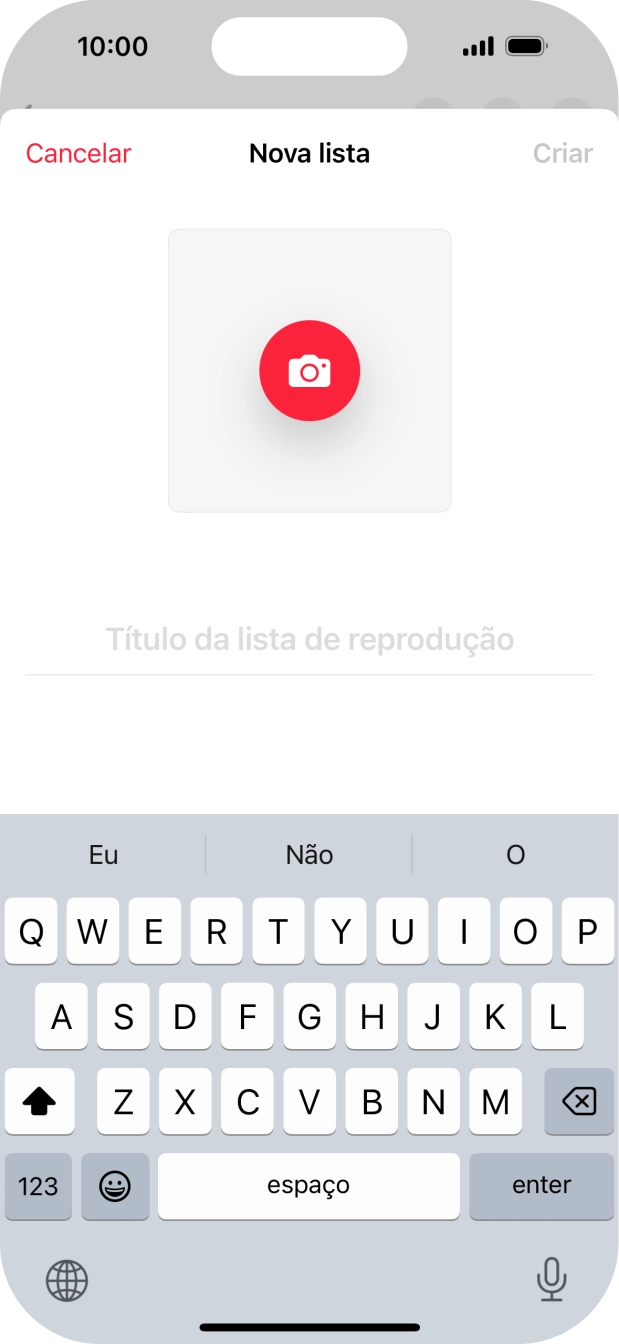 Prima o campo de escrita e introduza o nome da lista de reprodução.