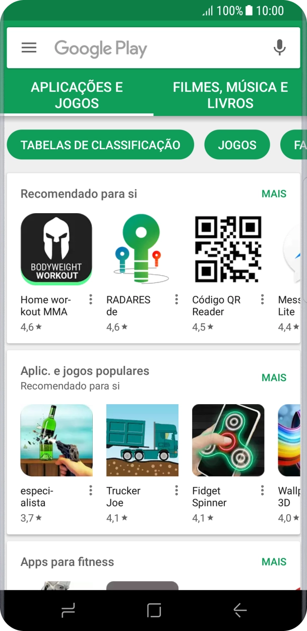 Deslize o dedo sobre o ecrã da esquerda para a direita.