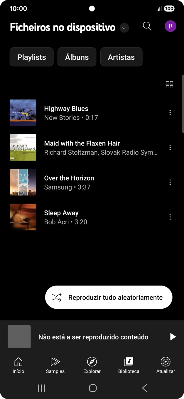 Prima o ficheiro de música pretendido.