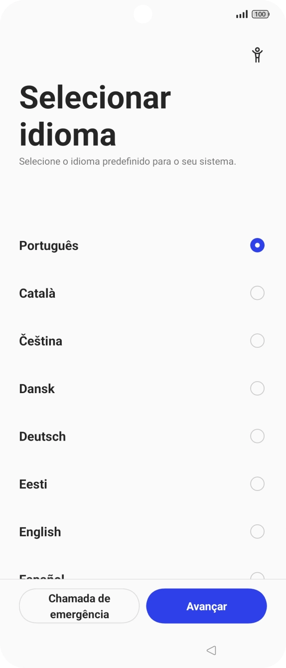 Prima o idioma pretendido.