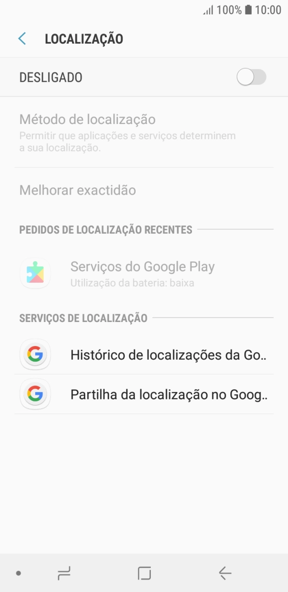 Prima o indicador para ativar ou desativar a função.