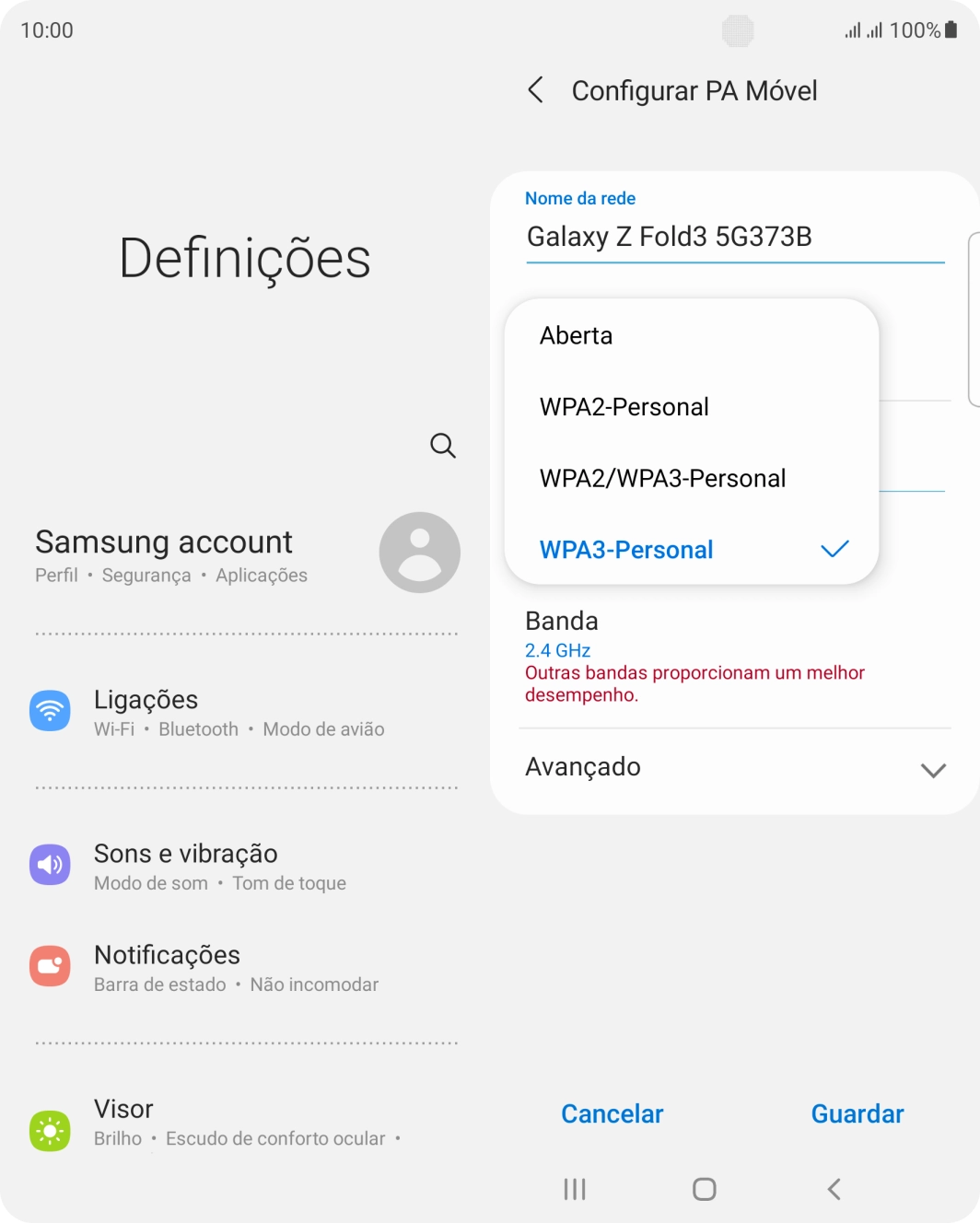Prima WPA3-Personal para proteger o hotspot Wi-Fi com uma password.