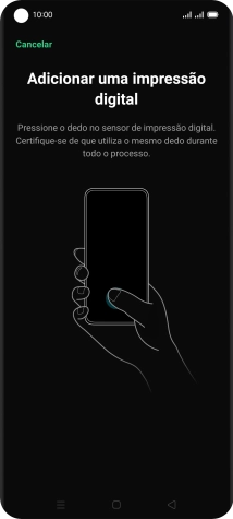 Siga as indicações no ecrã para definir a impressão digital como código de bloqueio.