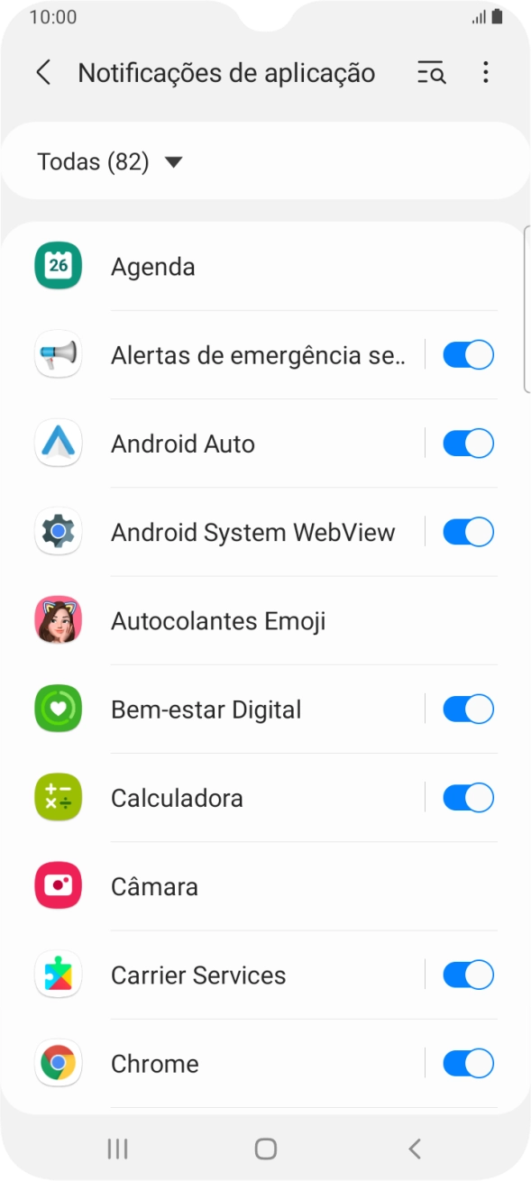 Prima o indicador junto às apps pretendidas para ativar ou desativar a função.