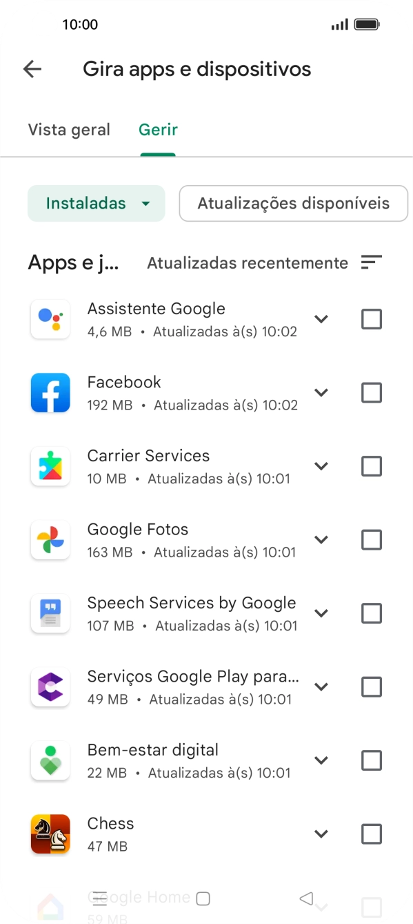 Prima a app pretendida.