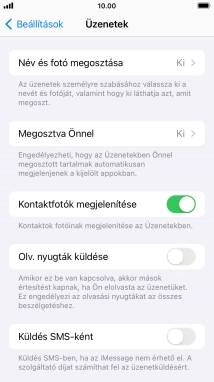 Kattints a „Küldés SMS-ként” melletti csúszkára a funkció be- vagy kikapcsolásához.