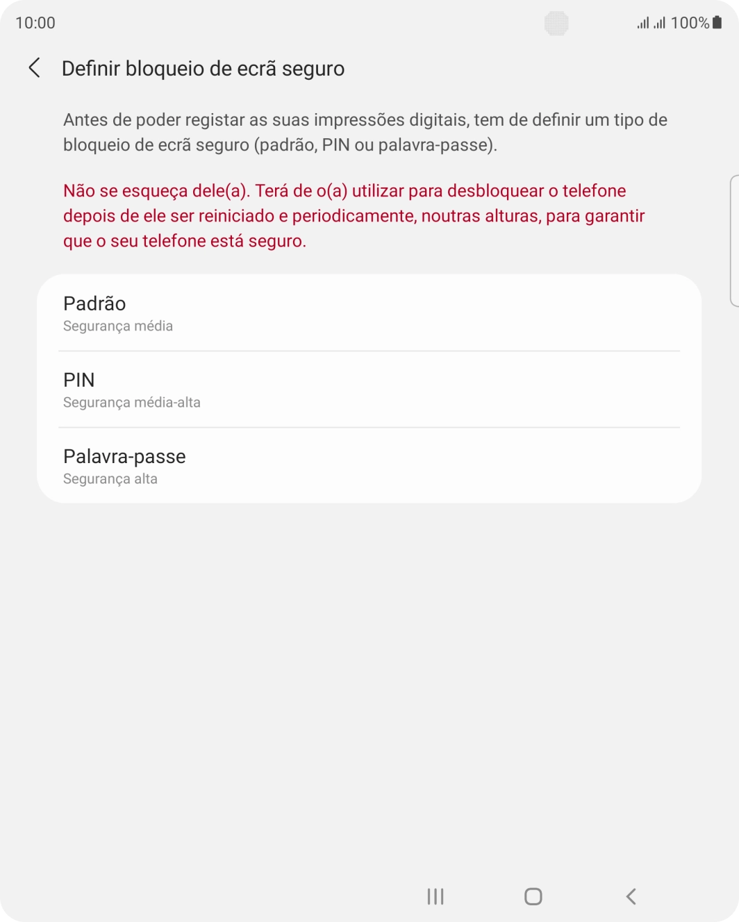 Prima o código de bloqueio do telefone pretendido e siga as indicações no ecrã para estabelecer um código de bloqueio adicional.