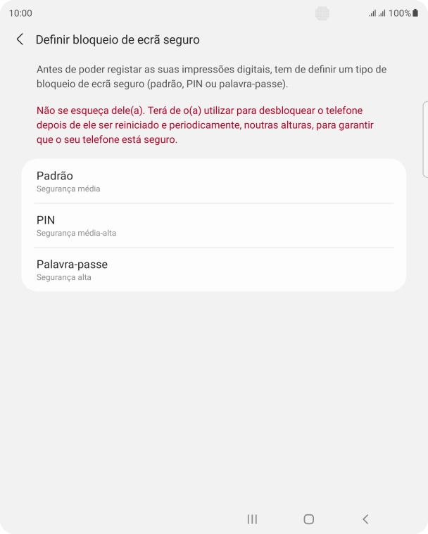 Prima o código de bloqueio do telefone pretendido e siga as indicações no ecrã para estabelecer um código de bloqueio adicional.