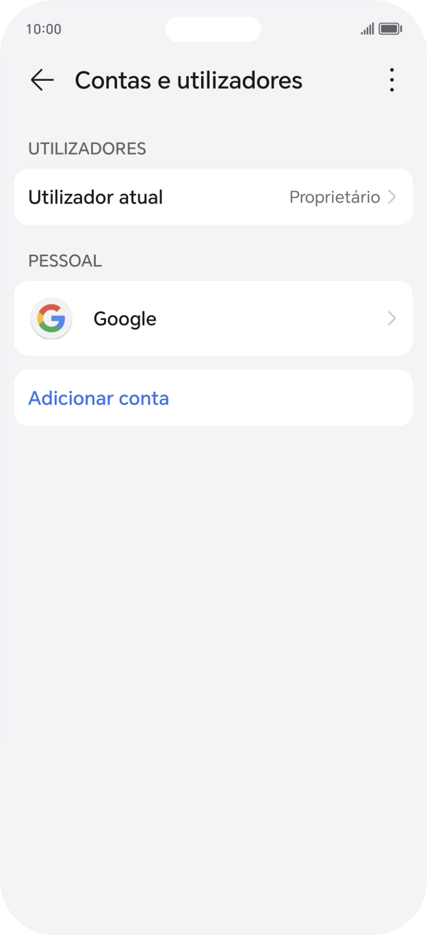 Prima Adicionar conta.