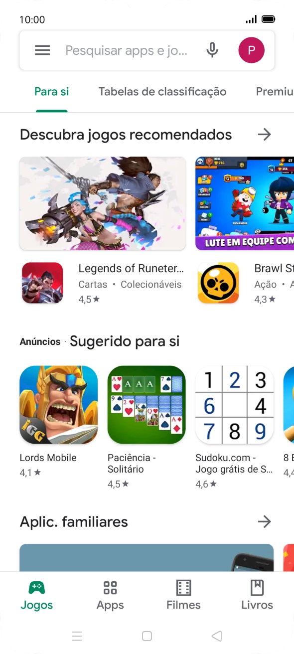 Deslize o dedo sobre o ecrã da esquerda para a direita.