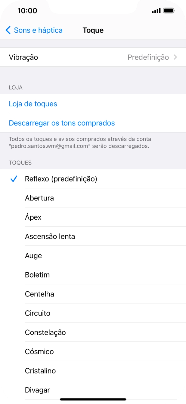 Prima os tons de toque pretendidos para os ouvir.