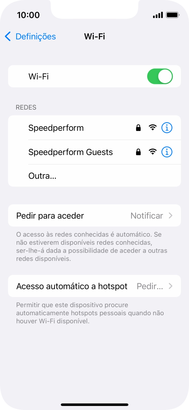 Prima a rede Wi-Fi pretendida e introduza a password da rede Wi-Fi.