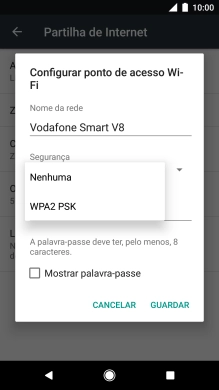 Prima WPA2 PSK para proteger o hotspot Wi-Fi com uma password.