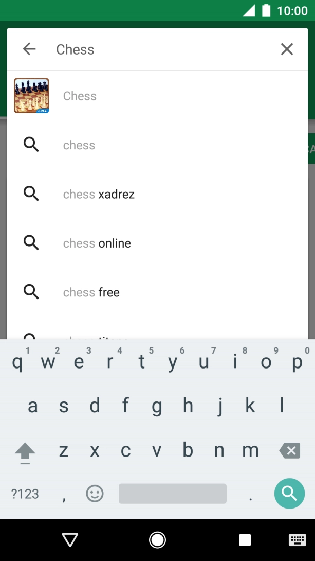 Introduza o nome ou categoria da app pretendida e prima o ícone para pesquisar.